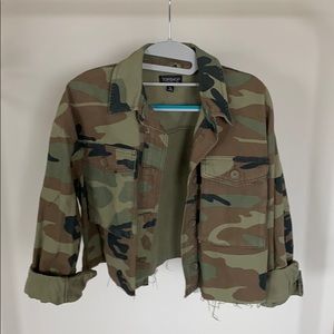 Topshop Cropped Camouflage Shacket